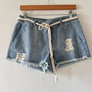 Aerie by American Eagle Outfitters Light Blue Distressed Jean Shorts size small
